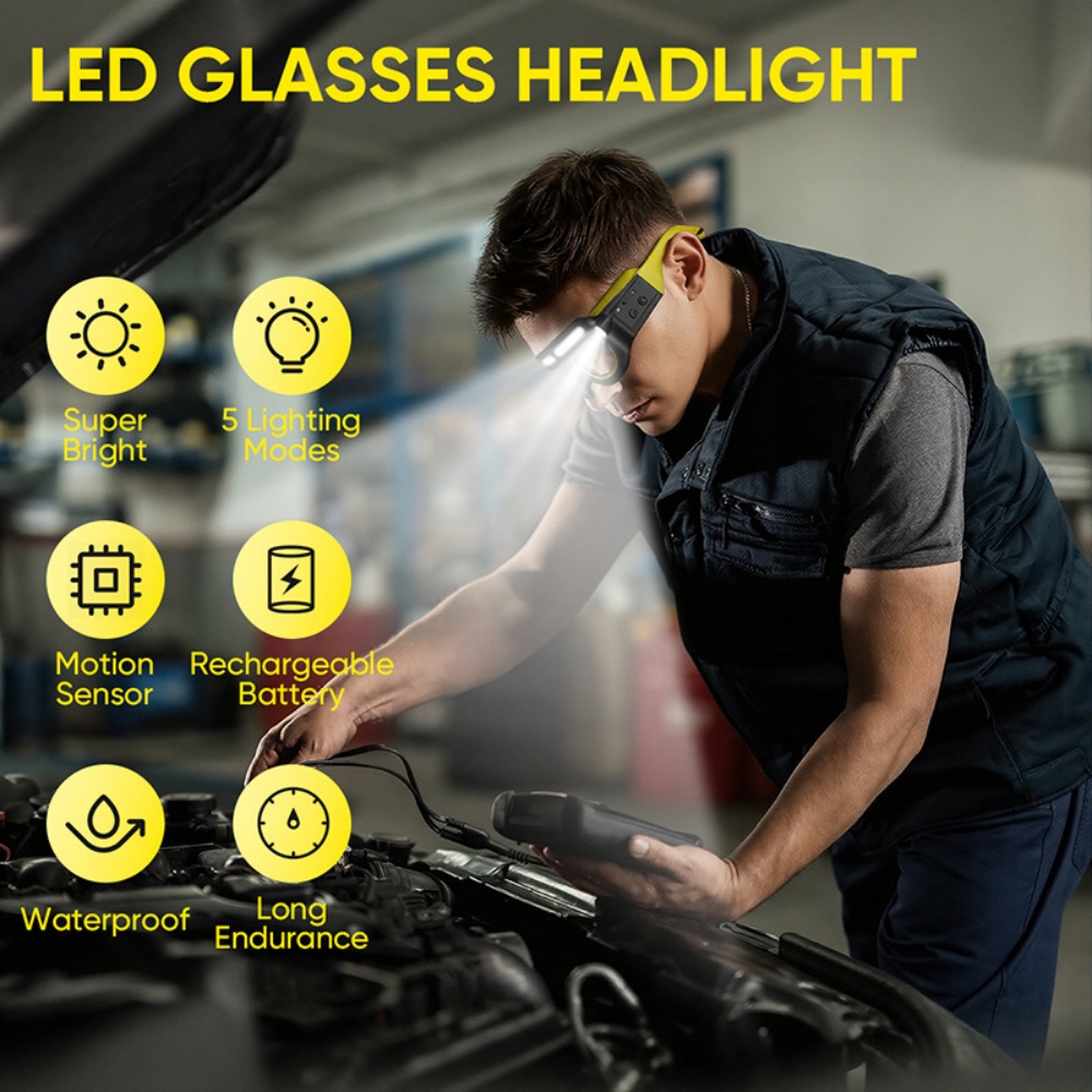 LED Headlamp Glasses Rechargea - Ldr Light Sensor review and price